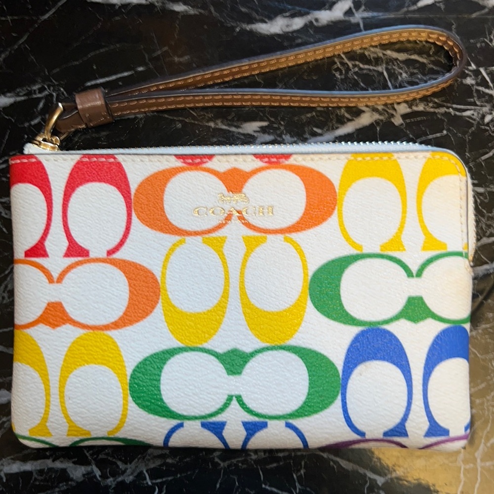 Coach leather wristlet! Pride collection, perfect condition